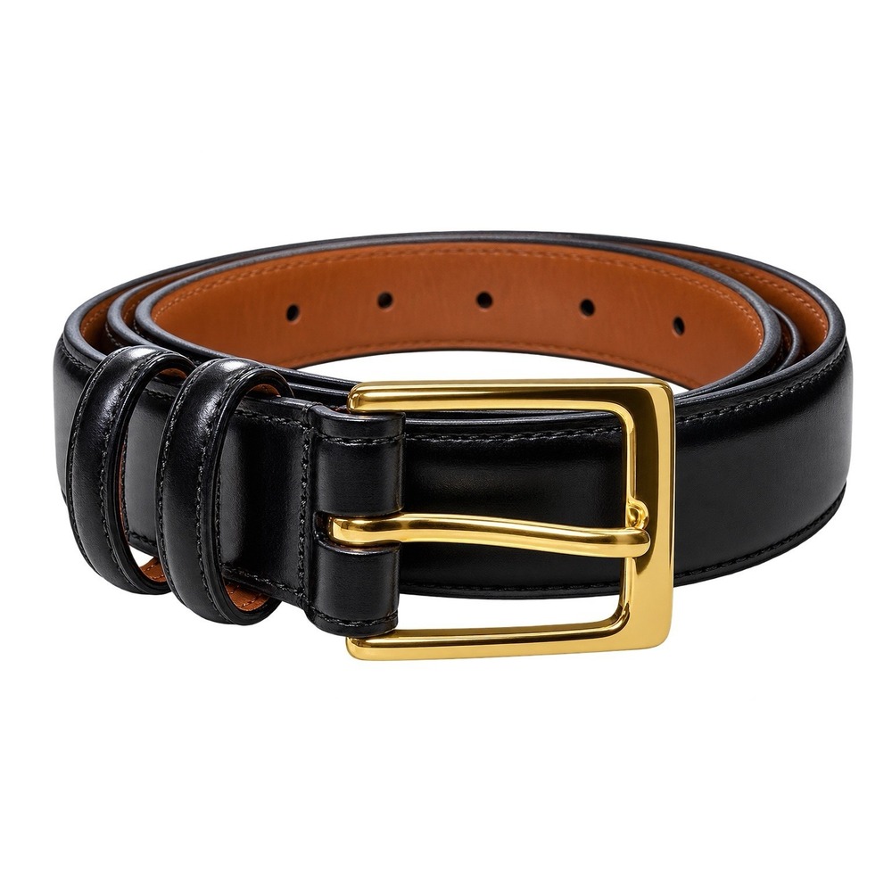 Torino Dress Belt Mens Size 40 European Tanned Cowhide Black Brass Buckle USA